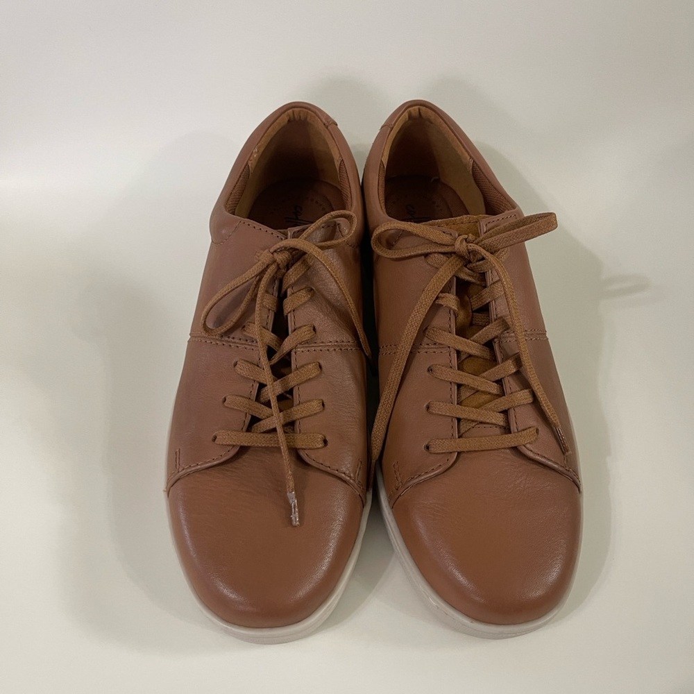 Clarks Mens Kitna Vibe Tan Leather Casual Sneakers Shoes New sz 10 - Picture 2 of 9
